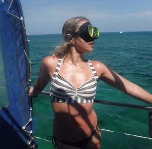 Pam stripped bikini and mask and snorkel