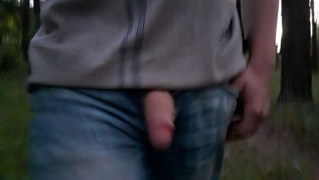 naked walk with erect penis