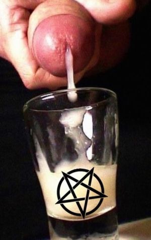 Man after man donated in Satan's glass as an offering to Satan's virgin woman in the church