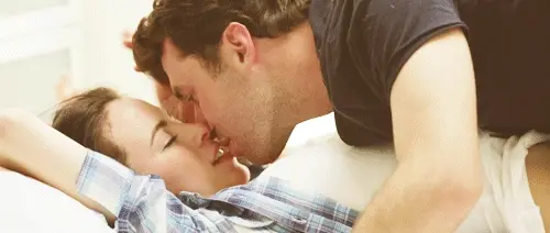 Passionate kiss of pornstar before fucking her brains out