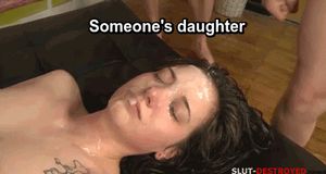 Your daughter covered with cum and spit