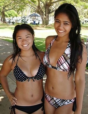 Asian teens in bikinis