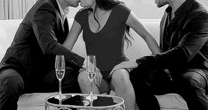 Sexy kiss with two guys