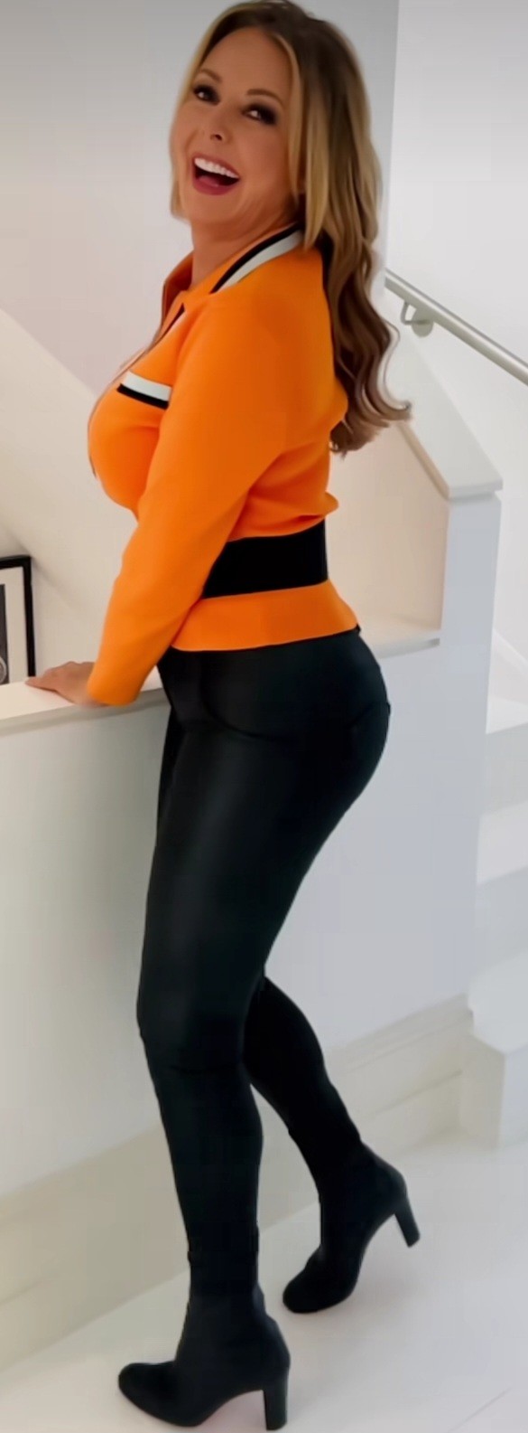 Carol orange top showing ass and boobs