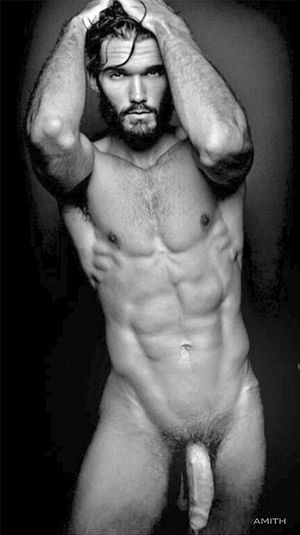 Nude with hands in his hair