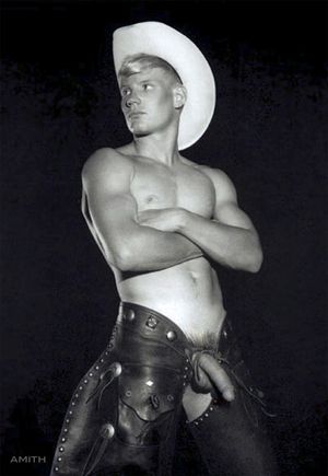 Nude with white cowboy hat vintage