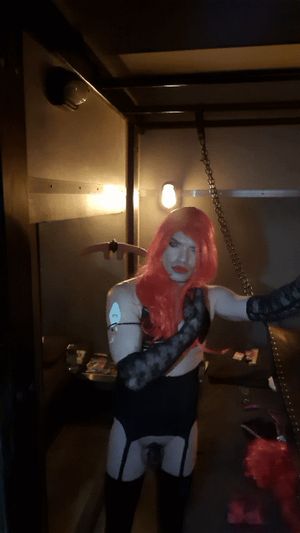 Pretty sissy in chastity ready to get gangbanged by big dicks