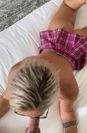 POV blowjob & plaid skirt