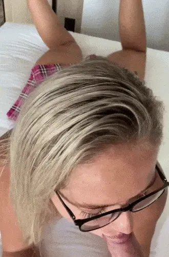 POV blowjob & plaid skirt