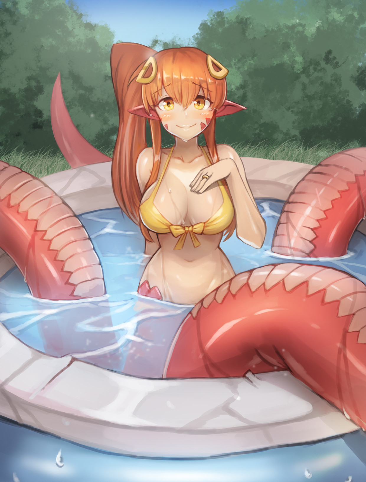 Found a pool her size so she could cool off. She's so happy she could cry