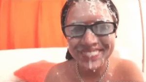 Happy teen cumslut Eva Angelina glazed glasses