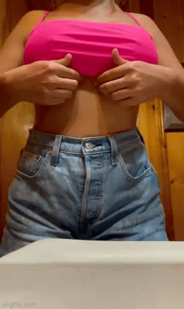 Pink top flashing big perky tits