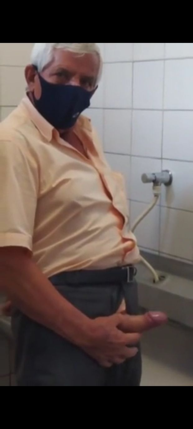 Grandpa flashing that big cock