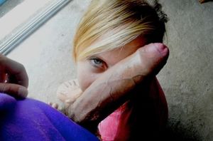 Amateur blond getting a big uncut cock dropped on her face