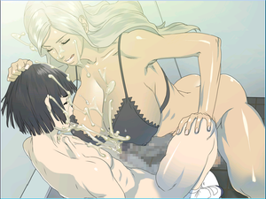 Futa Milf and male cum from frotting