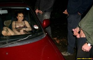 In less than five minutes, your wife's vehicle was completely surrounded. The reports were accurate: this was a good spot for dogging!