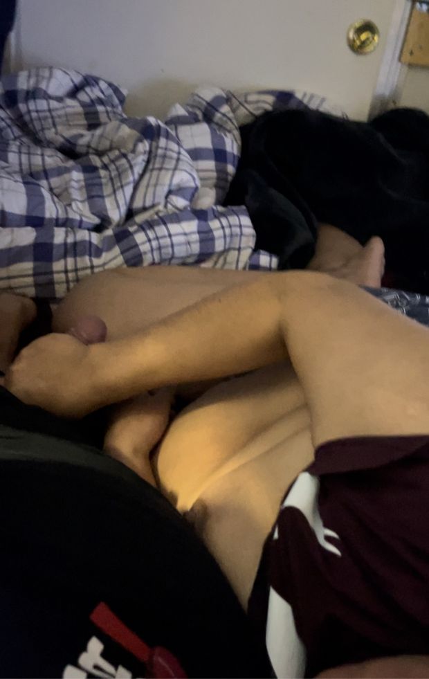 My mom playing with my cock