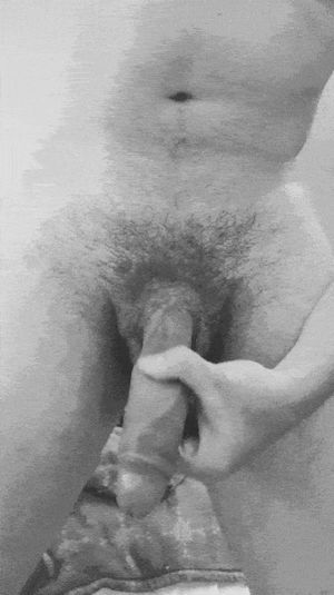 Stroking my fat alpha cock