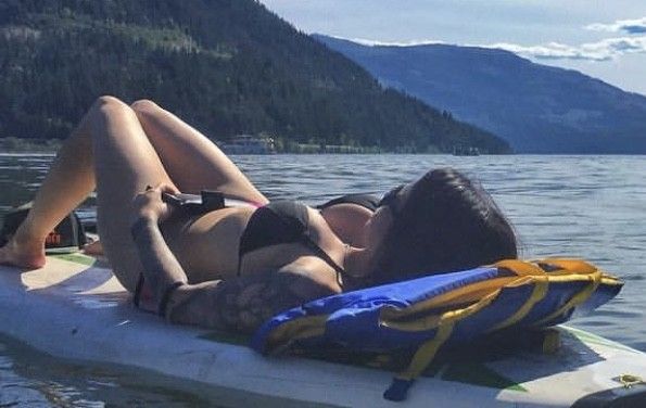 big tit milf floating