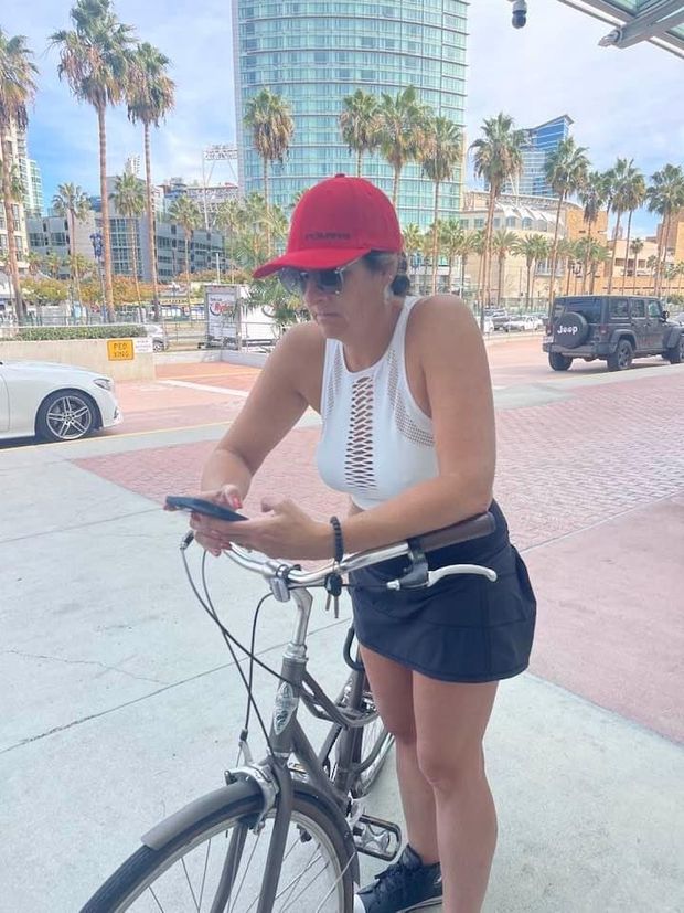 hot big tit milf on bike ride