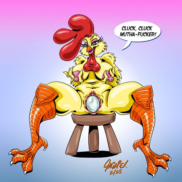 Sexy yiff chicken squeezing one out