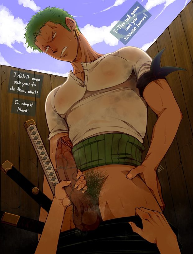 Nami grabs Zoro's sword