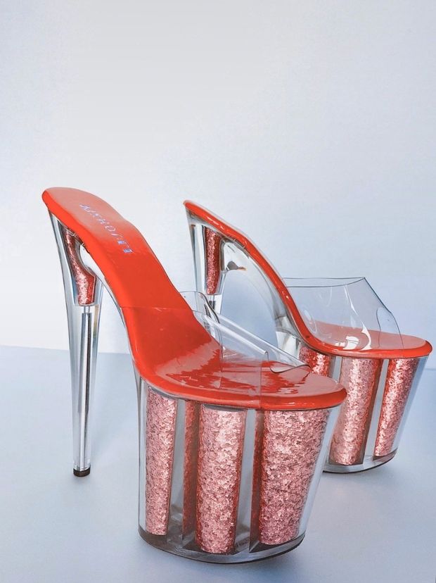 Hot red platform high heels