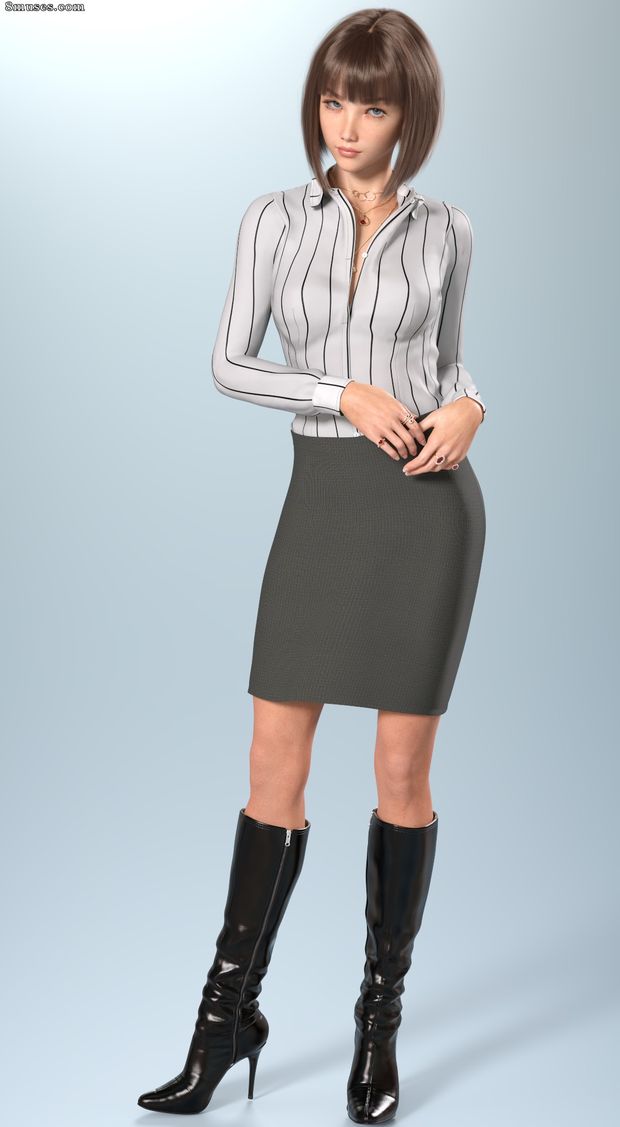 Slim secretary in sexy outfit