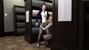 Teacher blows her student in a library