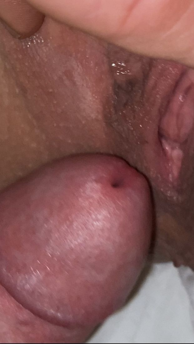 Getting ready to sink my cock into her freshly fucked creampied pussy