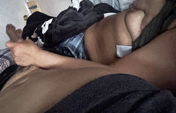 Here’s me and my mom she started playing with my cock when she woke up