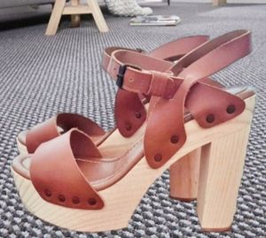 Favourite wood and leather high heels