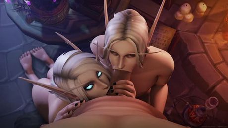 Blood Elf siblings cock worship