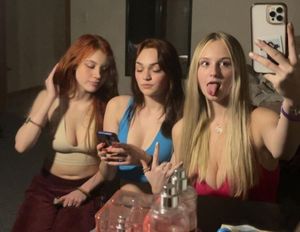 Anya and friends selfie cleavage