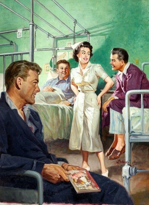 the hospital ward was a quiet and dreary place, that was, until nurse Davies came round to administer the bed baths...