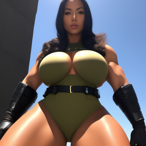 AI generated huge boob sexy soldier