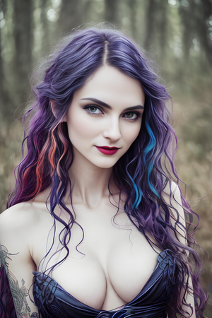 Stunning cleavage on this forest nymph