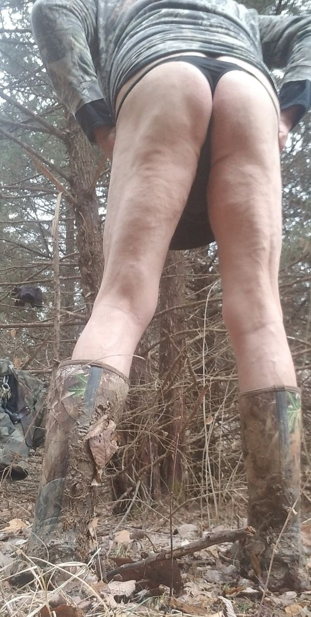 Ass out hiking in thong
