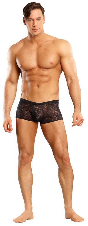 Male Power Mens Underwear Stretch Lace Mini Short Black XL