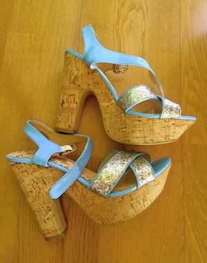 Sexy cork high heels platforms