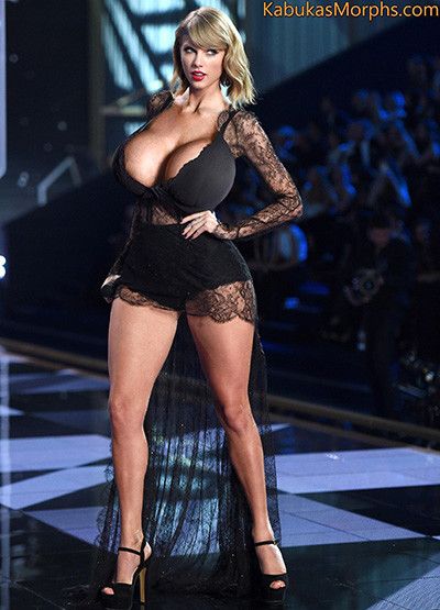 T. Swift's brand new silicone tits in black lingerie
