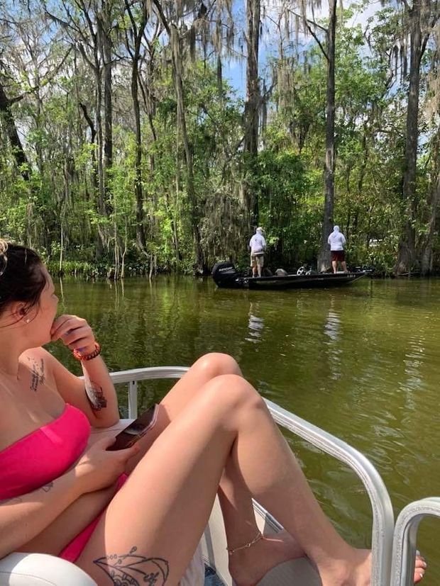 Hot cousin on a boat