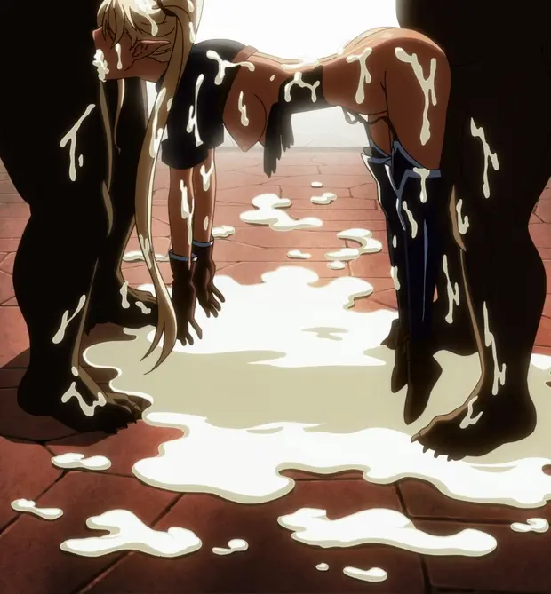 Sexy Dark Elf Chloe dangles from 2 giant orcs cocks (Kuroinu)