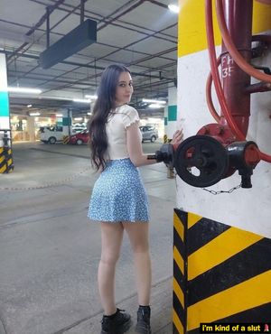 The summer student led you to the parking garage on your lunch break. "Follow me", she said, "I know place where we can fuck"