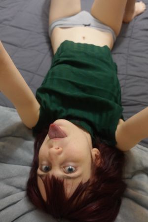 Cute Little, Petite Egirl Sticking Her Tongue Out Tease in Green Top & Cute Panties~! (MagicalMysticVA)