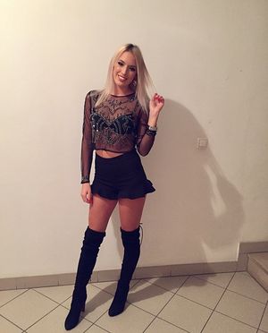 blonde in boots