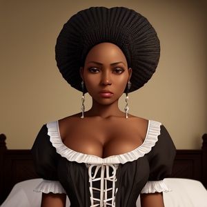 Ebony woman in antebellum maid outfit