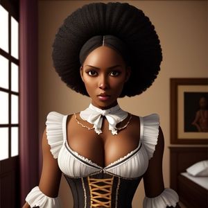 Black woman with big tits in a maid outfit