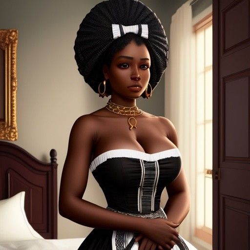 Black woman in maid outfit