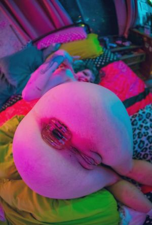 clown bent and gaped, waiting